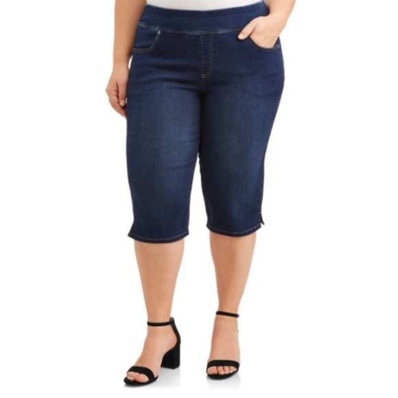 Terra & Sky Pants - Terra & Sky Women's Plus Stretch Pull-On Capri
